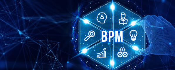 BPM Business process management system technology concept. 3d illustration
