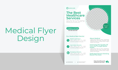 Corporate healthcare and medical flyer layout design illustrator.