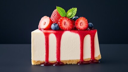 Delicious cheesecake with berry topping.