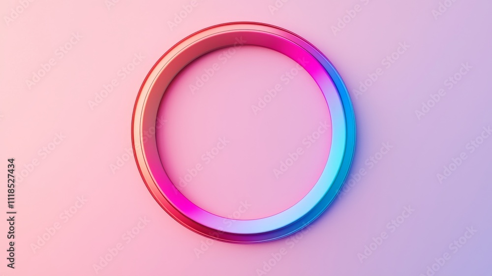 Poster a vibrant, circular design with a gradient of pink and blue hues against a soft background, creating