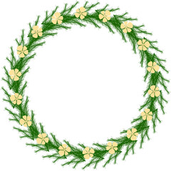 cute flowers with leaves wreath 
