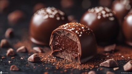 Gourmet dark chocolate truffles with sea salt.