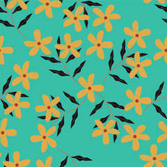 Cute floral pattern in the small chamomile flowers. Seamless vector texture. Naive template for fashion prints. Printing with small daisy flowers. Black background. Stock print.