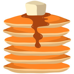 National Pancake Day. National Pancake Day vector. Pancakes with syrup and raspberries vector. Pile of pancakes on a plate icon. 