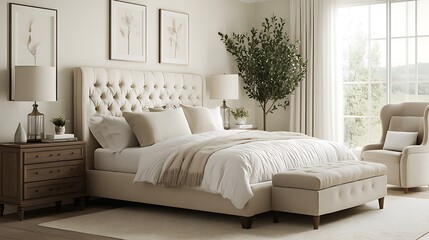 Luxurious Tufted Bed Bedroom Design