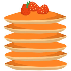 National Pancake Day. National Pancake Day vector. Pancakes with syrup and raspberries vector. Pile of pancakes on a plate icon. 