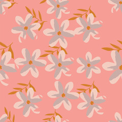 Cute floral pattern in the small chamomile flowers. Seamless vector texture. Naive template for fashion prints. Printing with small daisy flowers. Black background. Stock print.