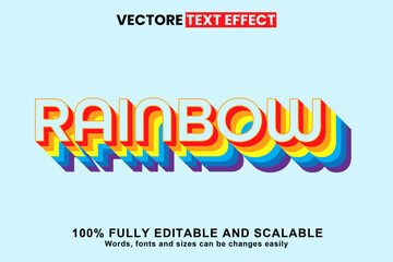 Rainbow 3D Editable text effect Rainbow color typography text style editable text effect template 