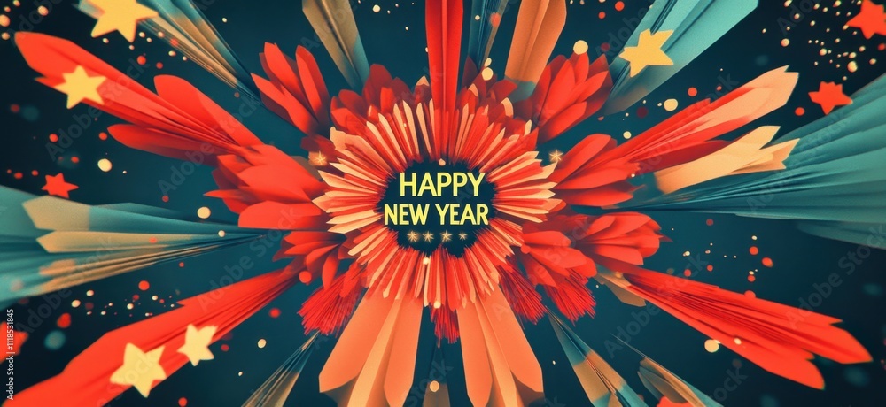 Poster a vibrant and colorful background with fireworks illuminating the night sky, creating an atmosphere 