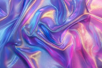 Obraz premium Iridescent Holographic Fabric Collage in Fantasy Gradient