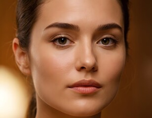 Fototapeta premium close up portrait of a skin care model gorgeous woman beautiful eyes and face glowing skin