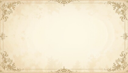 Antique parchment background with intricate floral border design in beige