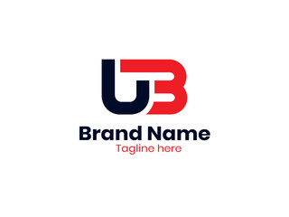Black and red BU letter. BU letter logo design. Initial letter UB monogram logo. 