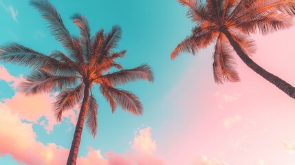 Two Palm Trees Against a Vibrant Sky