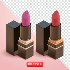 Lipstick, 3d vector. Suitable for makeup, mockup and advertising