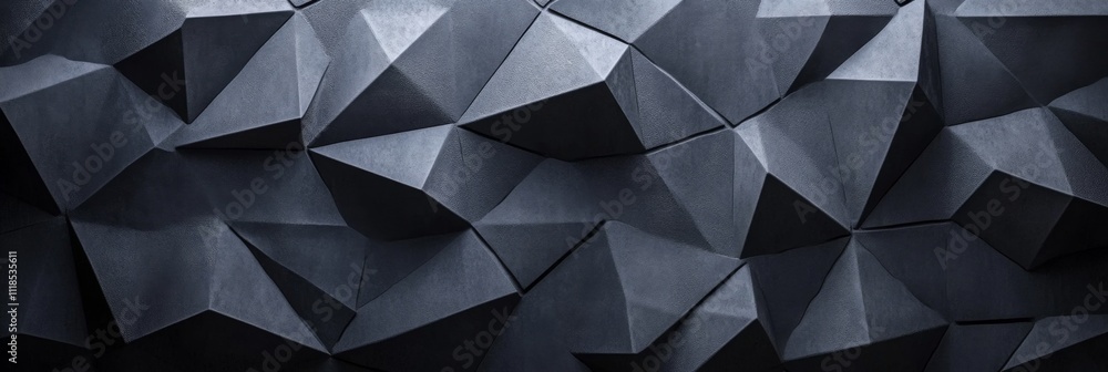 Poster dark geometric abstract pattern with 3d polygonal shapes in black tones