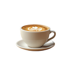 Fototapeta premium beautifully crafted cup of coffee with latte art on white saucer, showcasing rich colors and intricate designs, perfect for coffee lovers