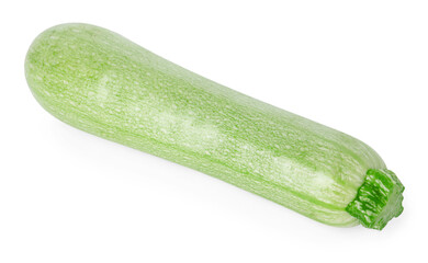 One fresh ripe zucchini isolated on white, top view