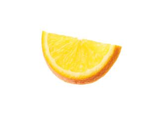 Slice of juicy orange isolated on white