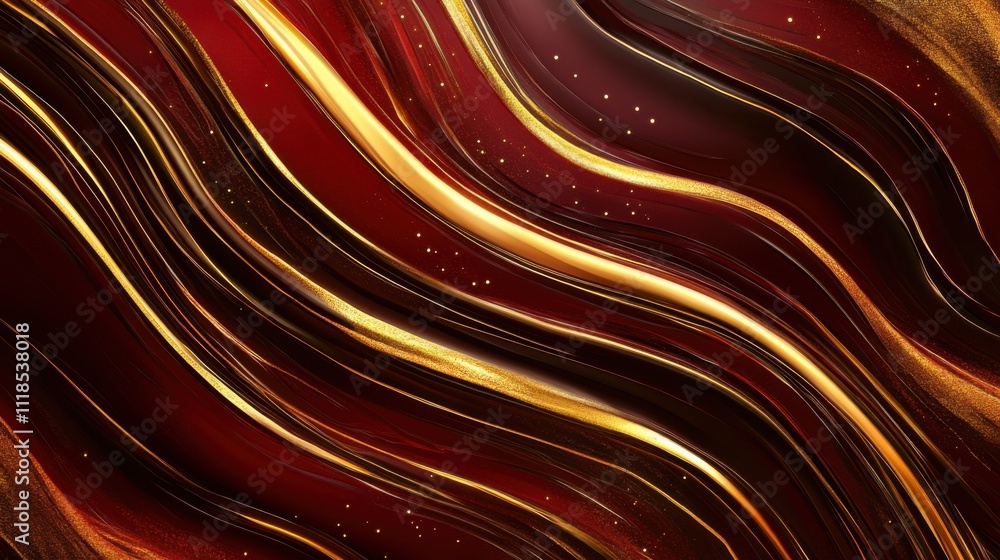 Aufkleber golden streaks flow gracefully across a rich red canvas, creating a sense of motion and warmth. the 