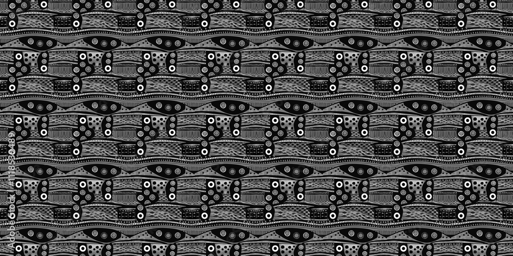 Poster seamless black code pattern with numbers and geometric letter design for a vintage textile backdrop