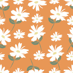 Cute floral pattern in the small chamomile flowers. Seamless vector texture. Naive template for fashion prints. Printing with small daisy flowers. Black background. Stock print.