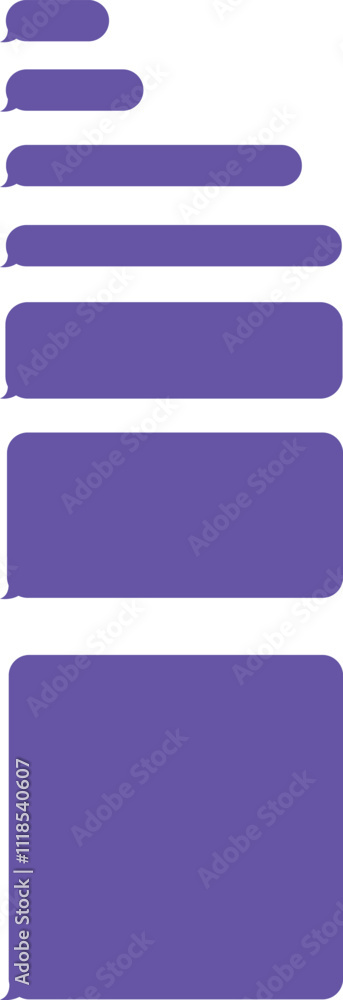 Poster increasing lengths of empty message bubbles create a visual representation of longer messages being 