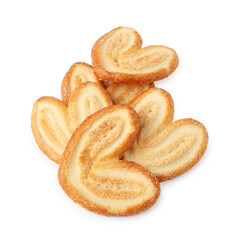 Tasty french palmier cookies isolated on white, top view