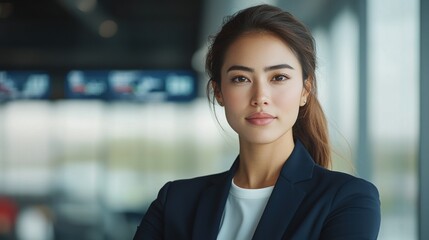 Futuristic business professional navigating advanced financial holograms in a modern office with city views