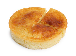Tasty homemade semolina cake isolated on white