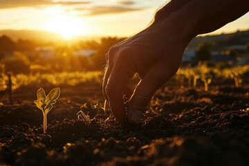 Golden Hour Planting in Suburban Garden