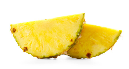 Pieces of juicy pineapple isolated on white