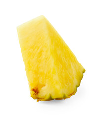One slice of ripe pineapple isolated on white