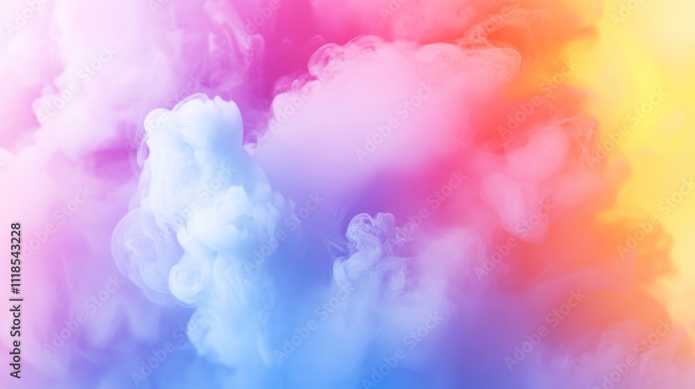 Poster a vibrant blend of colorful smoke creating an abstract, dreamy atmosphere.