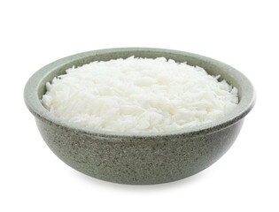 Soy wax in bowl isolated on white