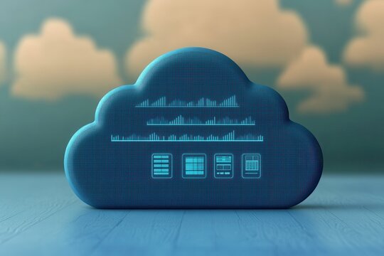 Cloud computing enables network deployment. Digital cloud with binary code design