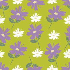Vector seamless pattern. Pretty pattern in small flowers. Small pink, white and yellow flowers. Dark blue background. Ditsy floral background. Trendy template for fashion prints. Stock vector.