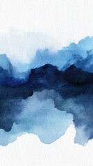 Abstract Watercolor Landscape in Shades of Blue