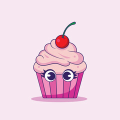 Cupcake with cherry on top