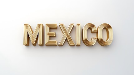 Independence day of "Mexico" 3d golden text isolated on white background.