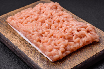 Raw minced chicken with salt, spices and herbs