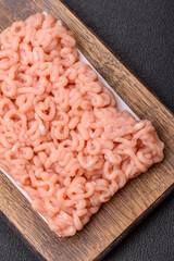 Raw minced chicken with salt, spices and herbs