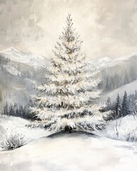 Naklejka premium Vintage landscape tree art painting, wall art, design, realistic, textured painting