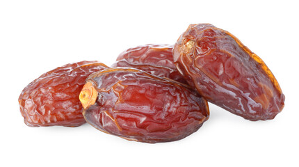 Many tasty dried dates isolated on white