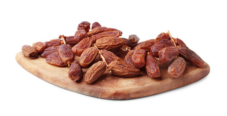 Many tasty dried dates isolated on white