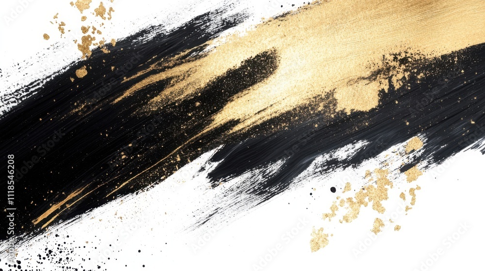 Poster a dynamic combination of black and gold colors creates an artistic display of bold brush strokes and