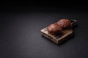 Beef burger patties with salt, spices and herbs