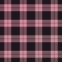 Plaid with twill weave repeat pattern.Checkered tartan  gingham seamless pattern in black and pink.Geometric graphic vector illustration background design for fabric and prints.