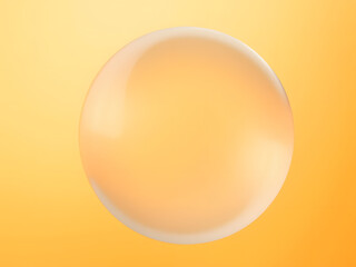  Abstract frosted glass sphere with soft blur, floating on a gradient of golden yellow to orange