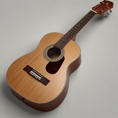 Natural Wooden Classical Acoustic Guitar Isolated on White Background